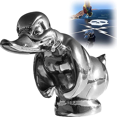 #ad Angry Rubber Duck Hood Ornament Little Angry Duck for Trucks Decors Silver $37.44