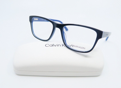 Calvin Klein CK18540 003 54mm New Black Blue Acetate Square Eyeglasses. $38.99
