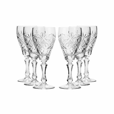 #ad Neman Glassworks 7.7 Oz Russian Crystal Wine Goblet Glasses 6 pc Vintage Set $120.99