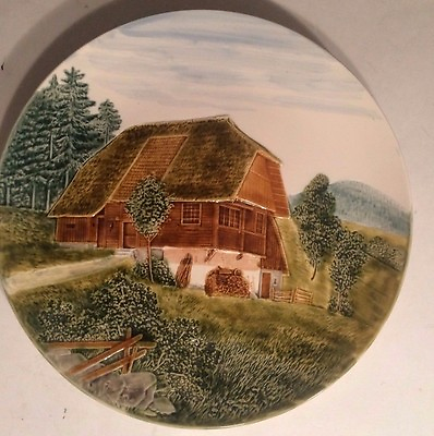 #ad Zell Am Harmersbach 13quot; Decorative Plate Cabin Scene Raised Relief $16.99
