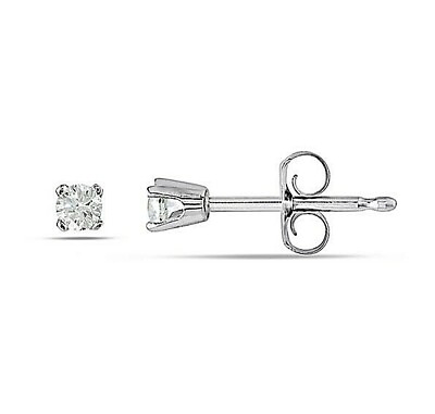 #ad 1.9mm Genuine Diamond Tiny Stud Earrings in 14k White gold Valentine#x27;s Day Gif $57.95