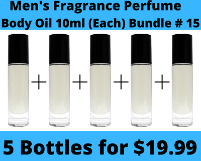 #ad 5 Pack Men#x27;s Fragrance Perfume Premium Body Oil 10 ml Roll On Bottle Bundle # 15 $19.99