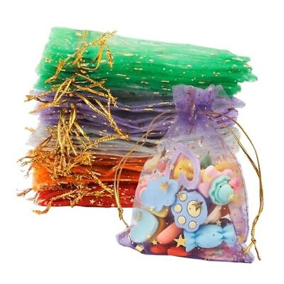 #ad 50Pcs Moon Star Organza Bags 4x5quot; Drawstring Gift Bags Jewelry 3.5x4.7 In $9.79