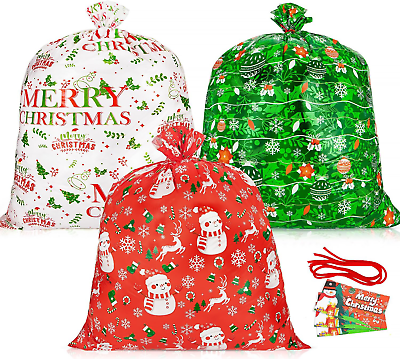#ad #ad 3pcs Large Christmas Gift Bags 36quot;x36quot; Holiday Gift Wrap Jumbo Christmas Bags $13.37