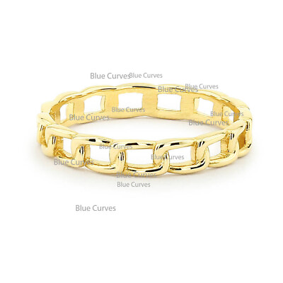 #ad New 18k Yellow Gold Unique Chain Band Ring Handmade Jewelry Anniversary Gift US7 $389.74