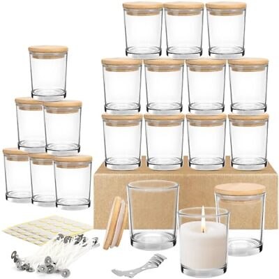 #ad 20 Pack 6 OZ Candle Jars for Making Candles Glass Candle Jars with Lid Clear ... $32.42