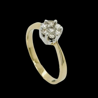 #ad 9ct Two Toned Gold Diamond Cluster Ring 0.28ct tdw Size M Preloved VAL $1500 AU $750.00
