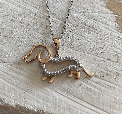 Dachshund Rose Gold and Diamond Necklace 18” $45.00