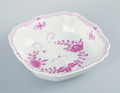 #ad Meissen Germany Pink Indian square bowl in porcelain. Approx. 1900. $340.00