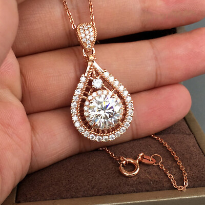 #ad #ad Gorgeous 14k Rose Gold Plated Necklaces Pendants Women Cubic Zirconia Jewelry C $3.42