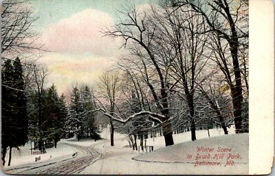 #ad Baltimore MD Winter Scene In Druid Hill Park Maryland J. Thos. Smith Postcard $6.98