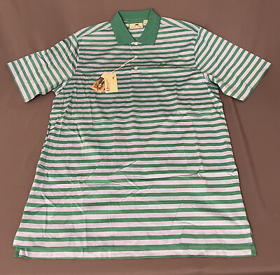 #ad Alister Mackenzie Golf Shirt Polo 100% Large Green Striped Logo NWT MSRP $85 $21.13
