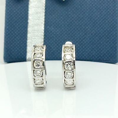 #ad 14k White Gold Diamond Hoop Earrings $695.00