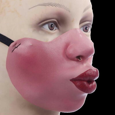 #ad Funny Gag HALF FACE MASK Mouth Cover Cosplay Halloween Costume Mardi Gras KISSY $7.97