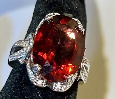 #ad Red Labradorite amp; White Zircon Ring Sterling Size 8 BBJ Retail 300$ NIB $55.00