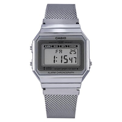 #ad Casio Unisex Slim A700WM 7A Vintage Mesh Band Metal Watch Original New silver $56.77