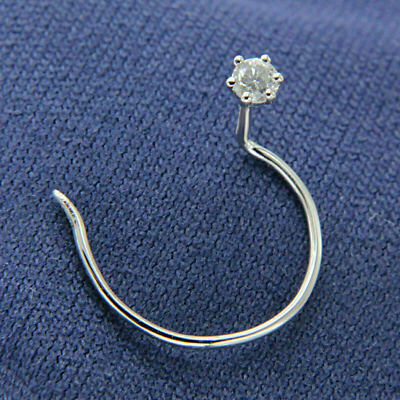 #ad 925 Sterling Silver Clear Round Moissanite Post Pin Stud Nose Ring Bolt Closure $10.00