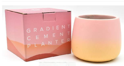 #ad NEW Artisan Colorful Ombre Gradient Cement Planter by Sunset Park Peach Pink $7.98
