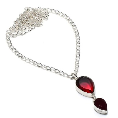 #ad Mozambique Garnet Gemstone Handmade 925 Sterling Silver Jewelry Necklace 18quot; $19.00