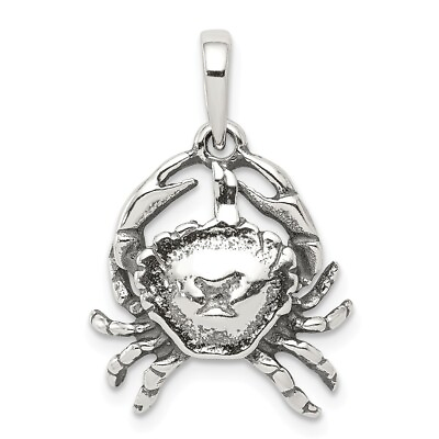 #ad Sterling Silver Cancer the Crab Zodiac 3D Antiqued Pendant $53.98