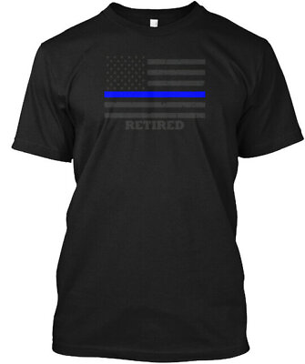 #ad #ad Retired Police Officer Thin Blue Line Flag T Shirt Made in the USA Size S to 5XL $20.52