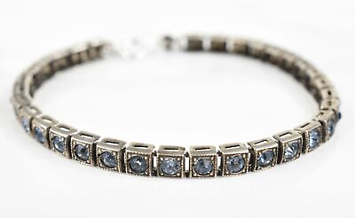 #ad Vintage 7 1 2quot; Sterling Bracelet with Blue Austrian Crystals $64.00