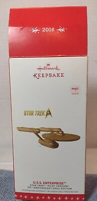 #ad Hallmark Keepsake Star Trek U.S.S Enterprise Gold Edition 50th Anniversary 2016 $45.00