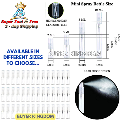 Glass Spray Bottle Refillable Mini Mist Perfume Sample Clear Container Dispenser $18.62