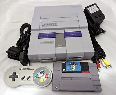 #ad SNES Console Bundle Controller Cables Super Mario World Re cap amp; Cleaned $199.99