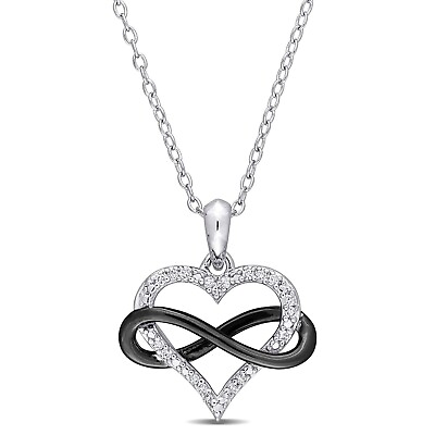 #ad 1 10CT TDW Natural Moissanite Heart Necklace 14k White Gold Plated Solid Silver $104.99
