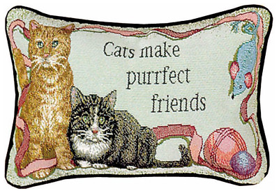 #ad PURRFECT FRIENDS CAT THROW PILLOW 12.5quot; X 8.5quot; $19.95