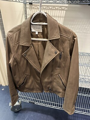 #ad lucky brand brown leather women jacket medium $350.00