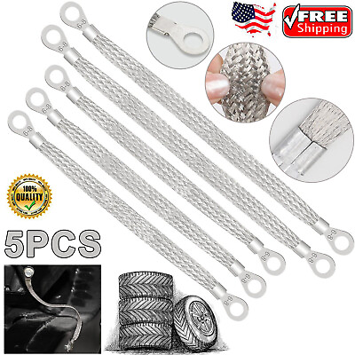 #ad Universal Flat Braided Copper Ground Strap Professional Vehicle Grounding Cable $10.99