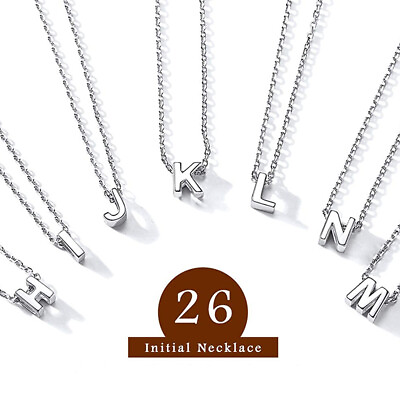 #ad #ad Stainless Steel Silver Letter A Z Pendant Necklace for Women Initial Necklace $4.46