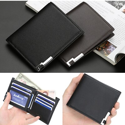 #ad Men#x27;s Short Bifold Clutch Leather Wallet Thin Photo Holder Card Pack Fashion $6.58