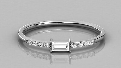 #ad Genuine Rectangle amp; Round Cut Shiny Moissanite Engagement 10K White Gold Ring $399.00