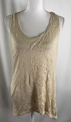 #ad Free People Womens Top Sleeveless Ivory Sparkly Gold Polyester Rayon Linen Small $12.99