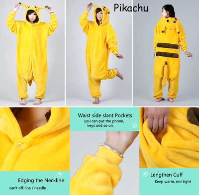 #ad Adorable Pikachu Kigurumi Cosplay Plush Y Costume Pajama Slight Defects Easy fix $15.00