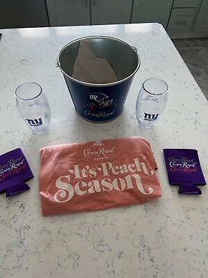 NY Giants Crown Royal Gift Set T shirt koozie Ice Bucket $36.99