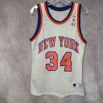 #ad Autographed Vintage Champion NBA New York Knicks Charles Oakley 34 Jersey 36 S $139.99