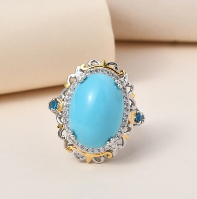 #ad Natural Turquoise Oval Shape Wedding Ring Vintage Jewelry Luxury Gift For Her $120.00