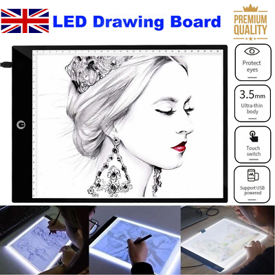 #ad A4 LED Light Tracing Drawing Board Box Stencil Tattoo Copy Artist Craft Gift Pad GBP 12.89