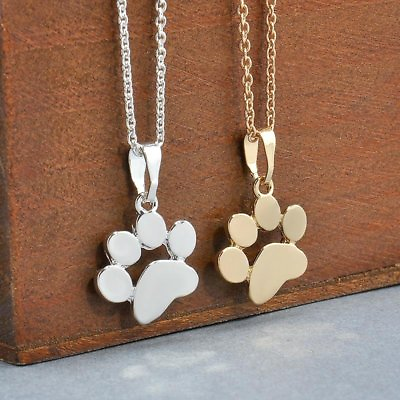 Dog Pet Cat Animal Paw Print Footprint Necklace Pendant Chain Women Jewelry Gift C $2.77