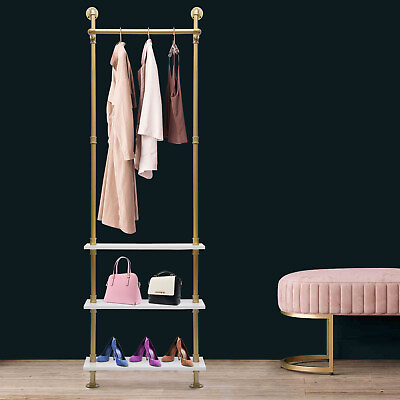 #ad Wall Mounted Modern Clothes Gold Rack Storage Display Garment for Clothes Store $112.10