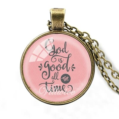 #ad New Bible Verse Necklace God Is Good All The Time Glass Dome Necklaces Women Men $8.99