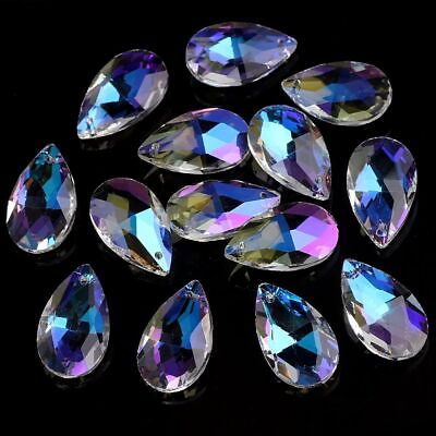 #ad Crystal Teardrop Pendants 13x22mm Glass Drop Beads Jewelry Making Charms 20Pcs $8.13