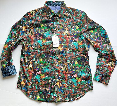 #ad Robert Graham Mens Long Sleeve Button Up Multicolor Geometric Vibrant Colorful L $149.00