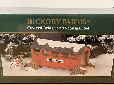 HICKORY FARMS Lighted Porcelain Christmas Village Kurt Adler COVERED BRIDGE $25.00