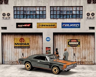 #ad 1 64 Scale Diorama Display Backdrop Mopar Theme Diecast Vehicles Hot Wheels $14.99