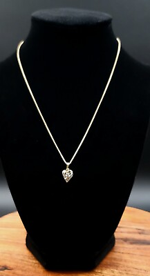 #ad Diamond Pendant Heart Shaped Necklace 16quot; 14k Chain $129.59